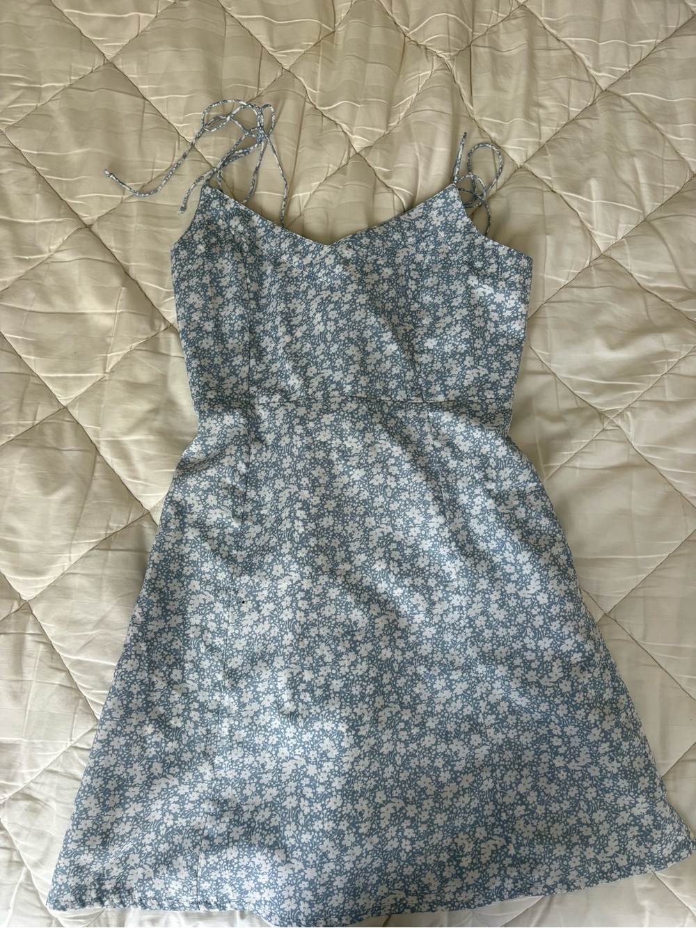 Blue Floral Spaghetti Strap Sundress